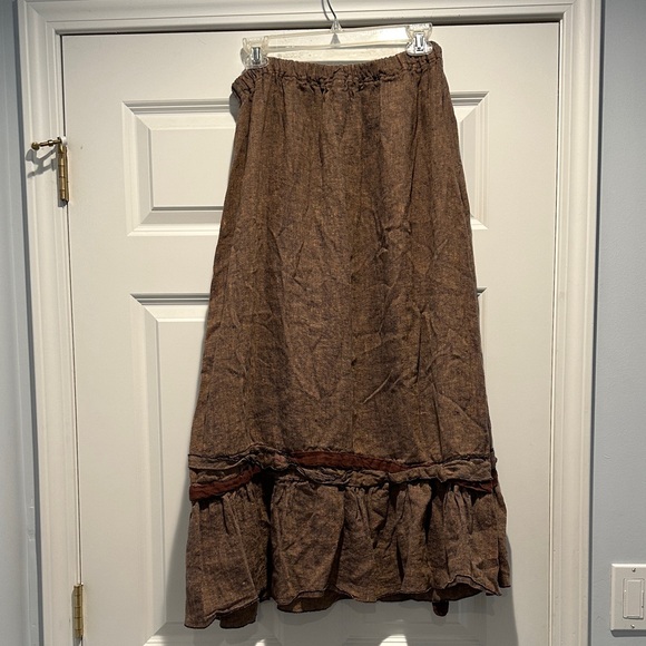 Artsy Sarah Clemens Cottagecore Linen Maxi Skirt ✨Ribbon+Tie Detail. Handmade - Picture 4 of 6